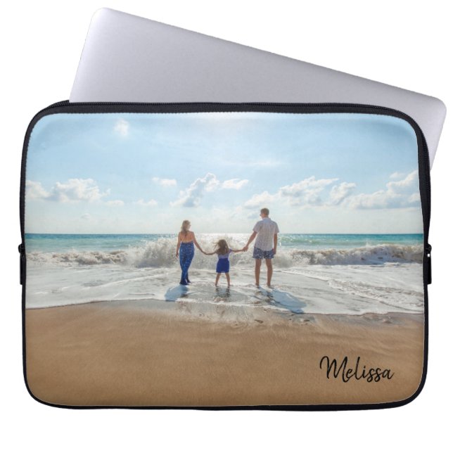 Naam Monogram foto Laptop Sleeve (Voorkant)