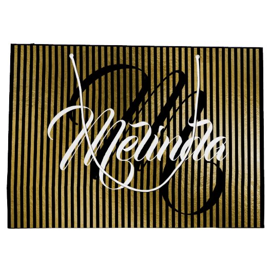 Naam monogram Gold Stripes VIP-Jubileum Groot Cadeauzakje (Achterkant)
