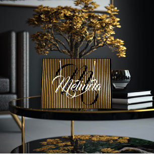 Naam monogram Gold Stripes VIP-Jubileum Groot Cadeauzakje