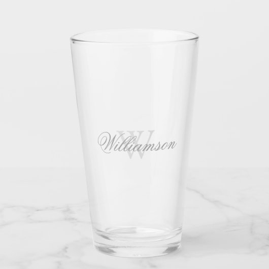 Naam & Monogram in Grijs Glas (Voorkant)