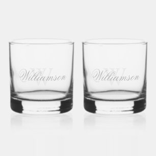 Naam & Monogram in Grijs Whisky Glas