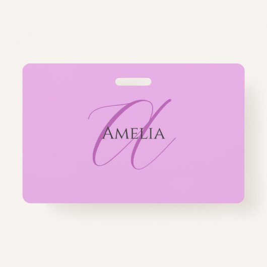 Naam Monogram Initiaal Letter Orchidee & Lila Badge (Voorkant)