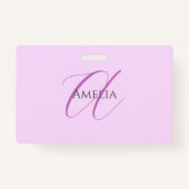Naam Monogram Initiaal Letter Orchidee & Lila Badge (Achterkant)