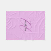 Naam Monogram Initiaal Letter Orchidee & Lila Fleece Deken (Voorkant (Horizontaal))