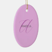 Naam Monogram Initiaal Letter Orchidee & Lila Keramisch Ornament (Rechts)
