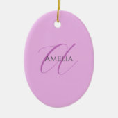 Naam Monogram Initiaal Letter Orchidee & Lila Keramisch Ornament (Voorkant)