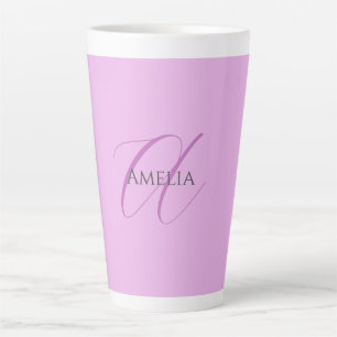Naam Monogram Initiaal Letter Orchidee & Lila Latte Mok