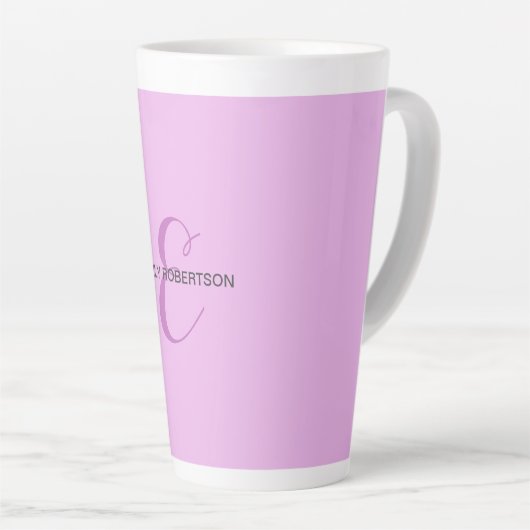 Naam Monogram Initiaal Letter Orchidee & Lila Latte Mok (Rechterhoek)