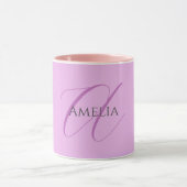 Naam Monogram Initiaal Letter Orchidee & Lila Mok (Midden)