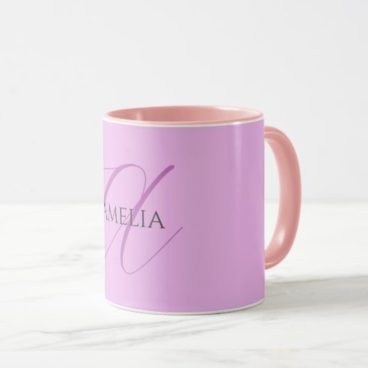 Naam Monogram Initiaal Letter Orchidee & Lila Mok (Voorkant rechts)