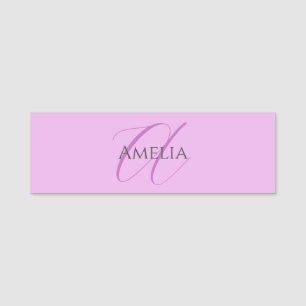 Naam Monogram Initiaal Letter Orchidee & Lila Naamplaatje