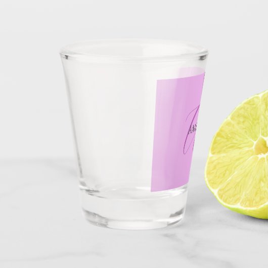 Naam Monogram Initiaal Letter Orchidee & Lila Shot Glas (Links)