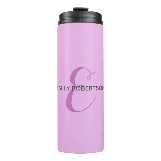 Naam Monogram Initiaal Letter Orchidee & Lila Thermosbeker (Voorkant)