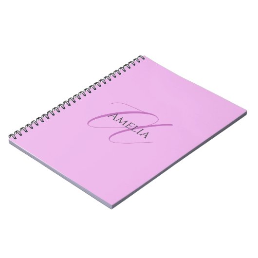 Naam Monogram Initiaal Orchidee & Lila Notitieboek (Linkerzijde)