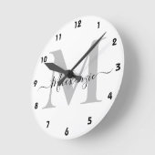 Naam Monogram Initiaal personaliseren Ronde Klok (Hoek)