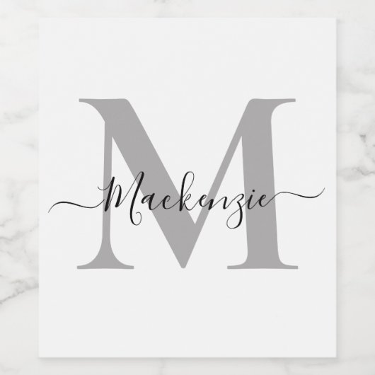 Naam Monogram Initiaal personaliseren Wijn Etiket (Enkel label)