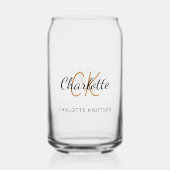 Naam monogram initiaal script blikvorm glas (Voorkant)