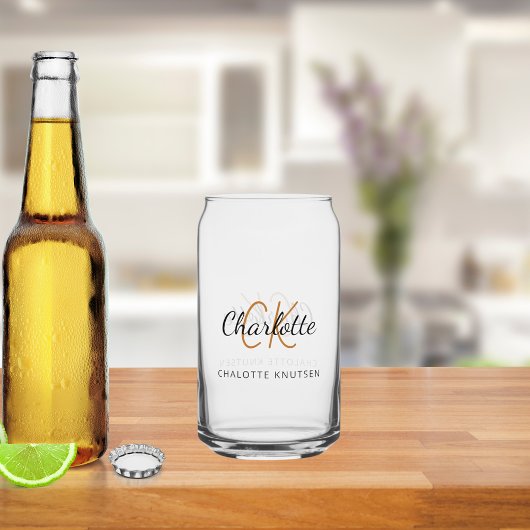 Naam monogram initiaal script blikvorm glas
