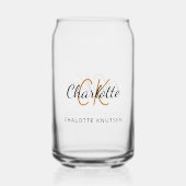 Naam monogram initialen script blikvorm glas (Achterkant)