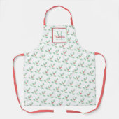Naam Monogram Kerst Holly  Schort (Voorkant)