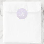 Naam Monogram Lavendel Elegante Eenvoudige Sjabloo Ronde Sticker (Tas)