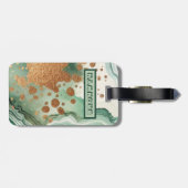 Naam Monogram Modern Goud & Groene Geode | Bagagelabel (Achterkant horizontaal)