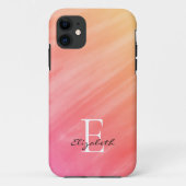 Naam Monogram Oranje Hoesje-Mate iPhone Case (Achterkant)