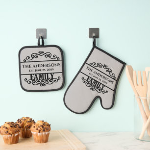 Naam monogram ovenwant & pannenlap set