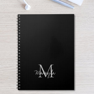 Naam Monogram Persoonlijke Zwarte Notitieboek
