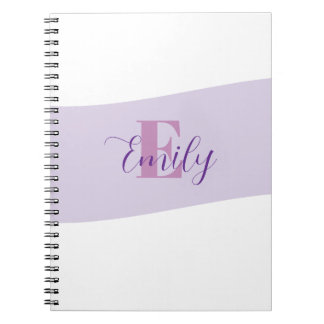 Naam Monogram Retro Paars Notitieboek