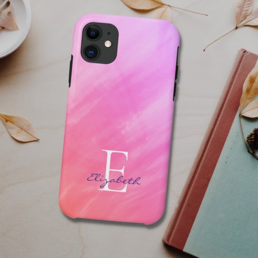 Naam Monogram roze Case-Mate iPhone Case