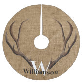 Naam monogram Rustic Antlers Kerstboom Rok (Voorkant)