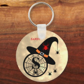 Naam Monogram S Halloween Sky Witch Spiders Sleutelhanger (Voorkant)