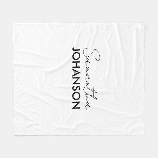 Naam Monogram script | Modern minimalist Fleece Deken (Voorkant (Horizontaal))
