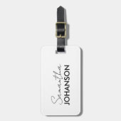 Naam Monogram script | Moderne, minimalistische vr Bagagelabel (Voorkant verticaal)