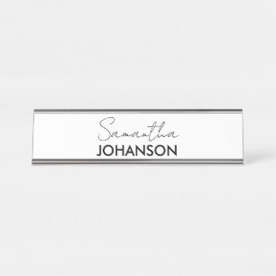 Naam Monogram script   Moderne, minimalistische vr Bureau Naambordje