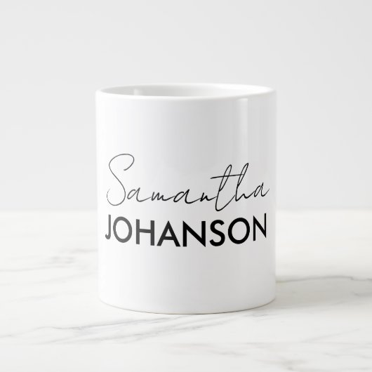 Naam Monogram script | Moderne, minimalistische vr Extra Grote Beker (Voorkant)