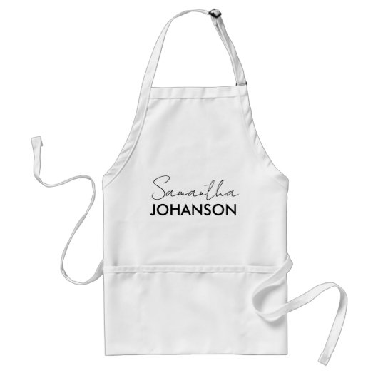 Naam Monogram script | Moderne, minimalistische vr Standaard Schort (Voorkant)