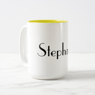 Naam Monogram Sjabloon Geel White Cool Cool Cft Tweekleurige Koffiemok