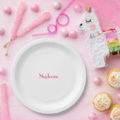 Naam Monogram Sjabloon Roze Wit Custom 2024 Papieren Bordje (Feest)