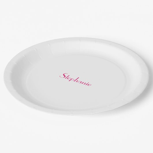 Naam Monogram Sjabloon Roze Wit Custom 2024 Papieren Bordje (Gekanteld)
