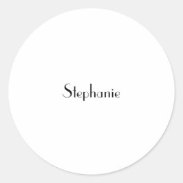 Naam Monogram Sjabloon Zwart wit Aangepast geluid Ronde Sticker
