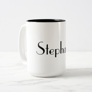 Naam Monogram Sjabloon zwart-wit Cool Gift Tweekleurige Koffiemok