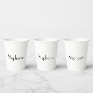 Naam Monogram Sjabloon Zwart Witte Kute Aangepast Papieren Bekers