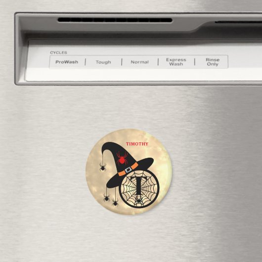 Naam Monogram T Halloween Sky Witch Spiders Magneet (Insitu (Vaatwasser))