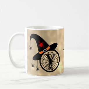 Naam Monogram Y Halloween Sky Witch Spiders Koffiemok