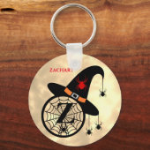 Naam Monogram Z Halloween Sky Witch Spiders Sleutelhanger (Voorkant)