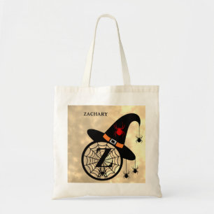 Naam Monogram Z Halloween Sky Witch Spiders Tote Bag