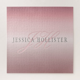 Naam & Monogram Zachte NEP Roze Gouden Blush Legpuzzel