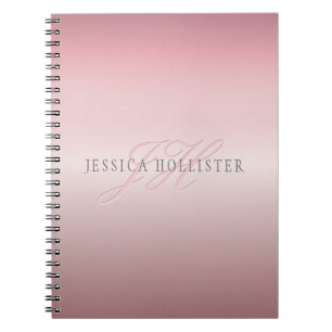 Naam & Monogram Zachte NEP Roze Gouden Blush Notitieboek